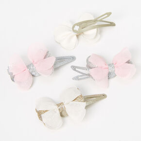 Claire&#39;s Club Chiffon Butterfly Glitter Snap Hair Clips - 4 Pack,