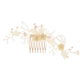 Rose Gold Large Floral Branch Hair Comb,