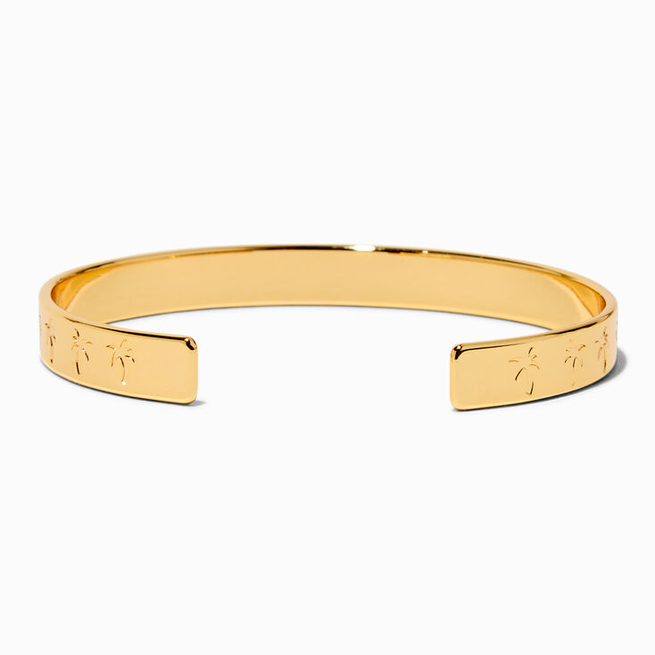 JAM + RICO x Claire&#39;s 18k Yellow Gold Plated Palm Trees Cuff Bracelet,