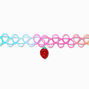 Claire&#39;s Club Strawberry Charm Rainbow Tattoo Choker Necklace,