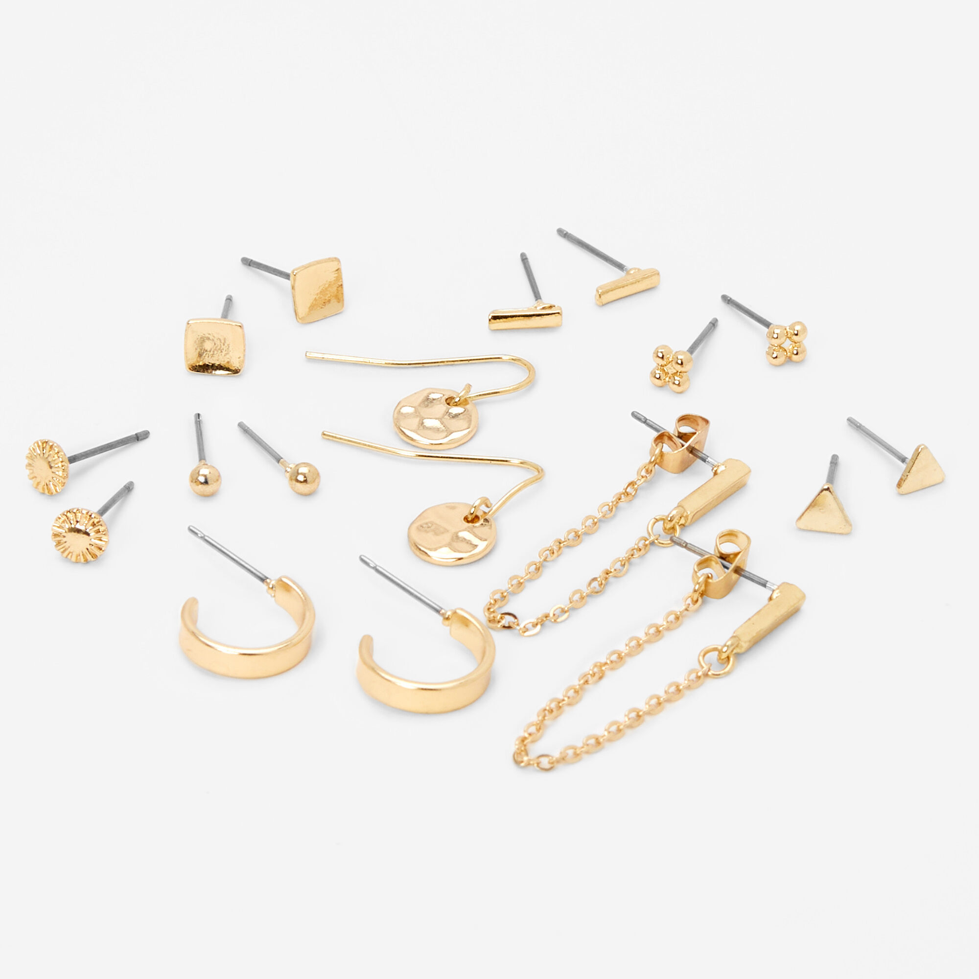 Claire's Pendantes et clous d’oreilles couleur dorée - Lot de 9