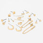18kt Gold Plated Stud &amp;  Drop Earrings - 9 Pack,