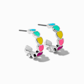 Glow in the Dark Rainbow Heart Hoop Earrings ,