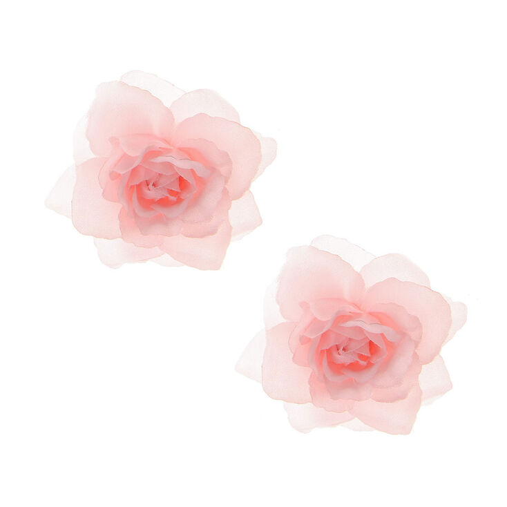 Mini Rose Flower Hair Clips Pink 2 Pack Claire S