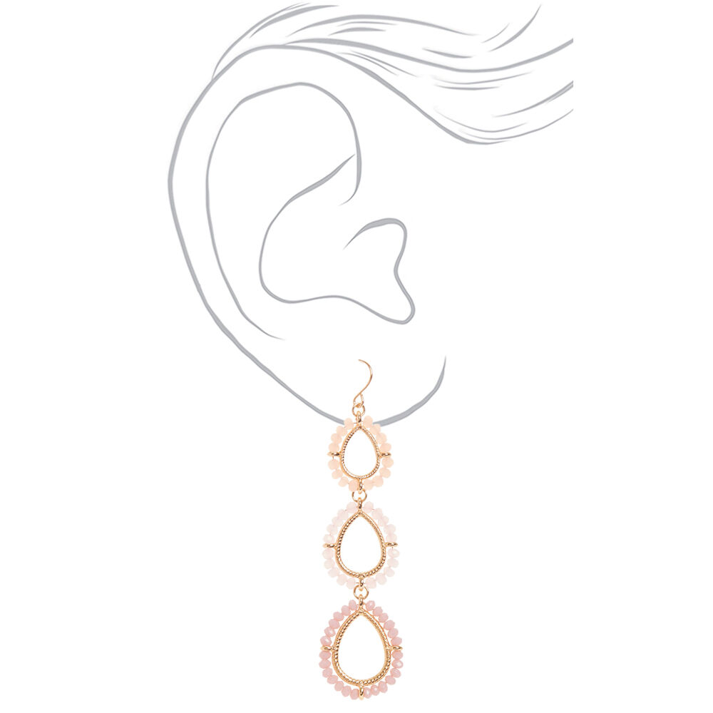 Gold 2.5" Beaded Drop Earrings,