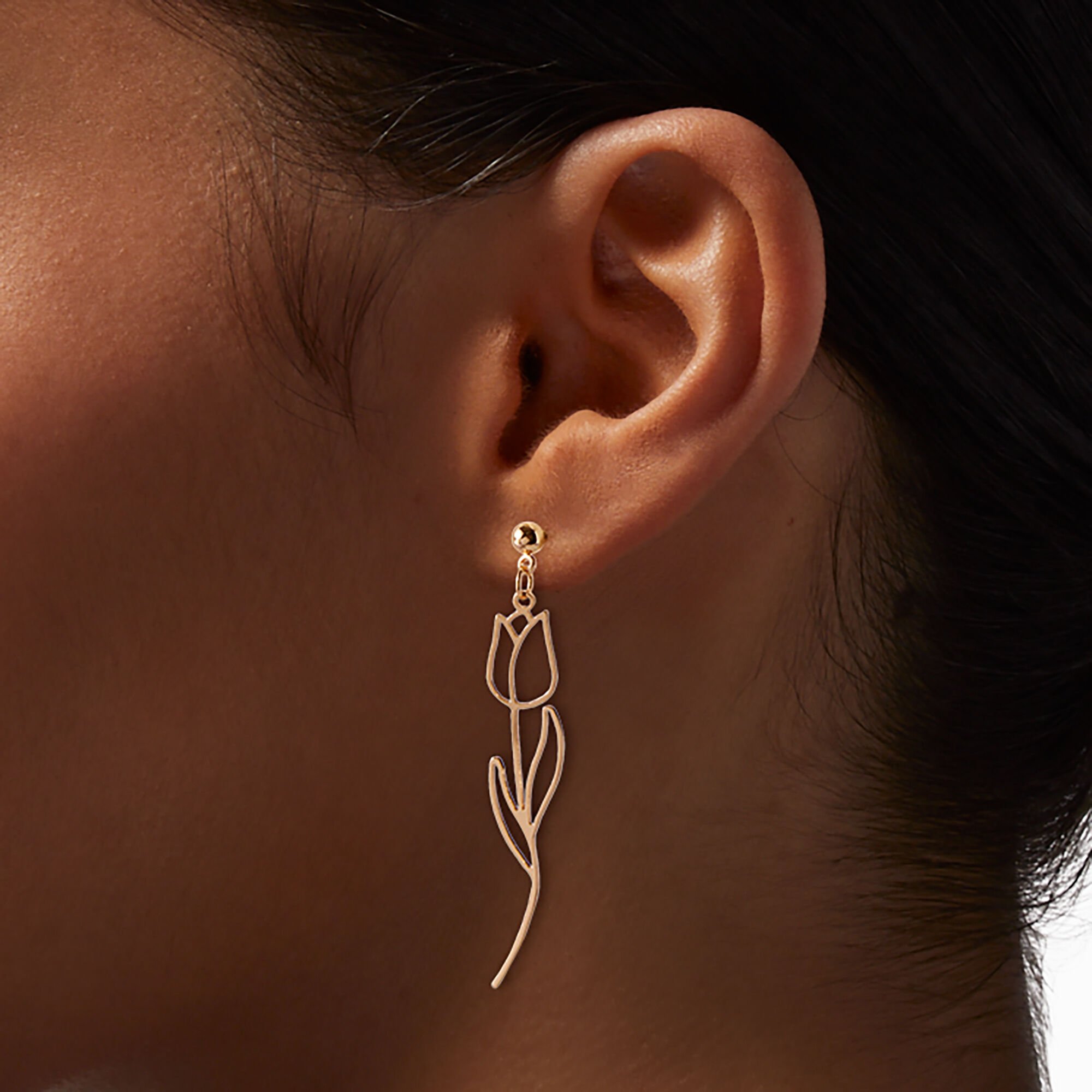 Gold-tone Tulip Drop Earrings,