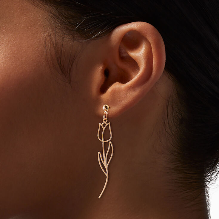 Gold-tone Tulip Drop Earrings,