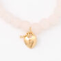 Gold Heart Lock &amp; Key Beaded Stretch Bracelet - Blush Pink,