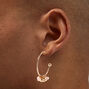Pink Beaded Gold-tone 40MM Hoop Earrings ,