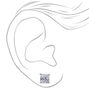 Silver Cubic Zirconia Square Stud Earrings - 8MM,