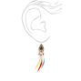 Gold 4&quot; Beaded Feather Teardrop Drop Earrings,