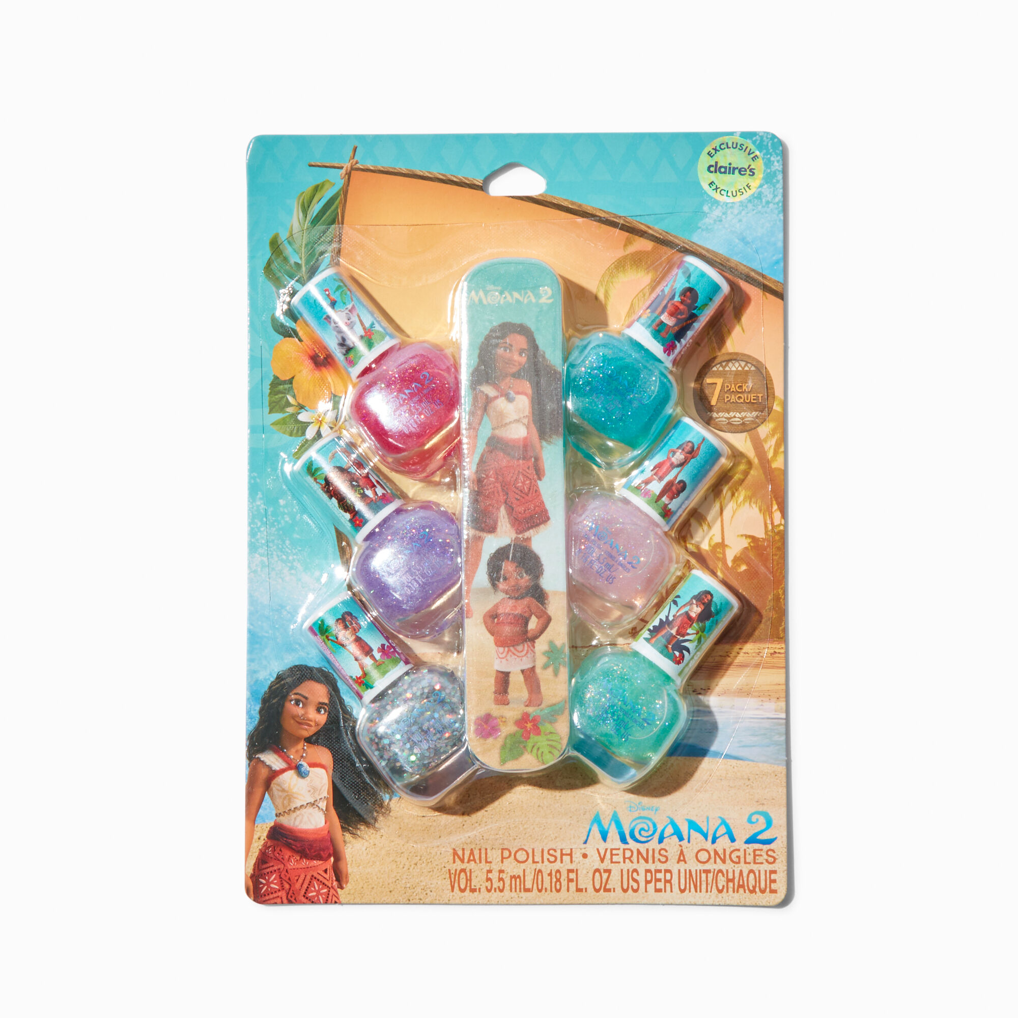 Moana 2 Claire's Exclusive File and Nail Polish - 7 Pack,