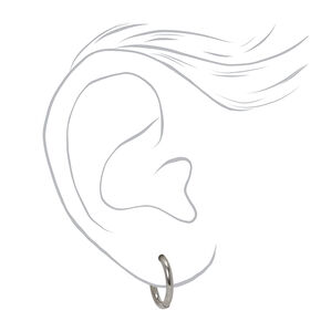 C LUXE by Claire&#39;s Silver-tone Titanium 10mm Tube Hoop Earrings,