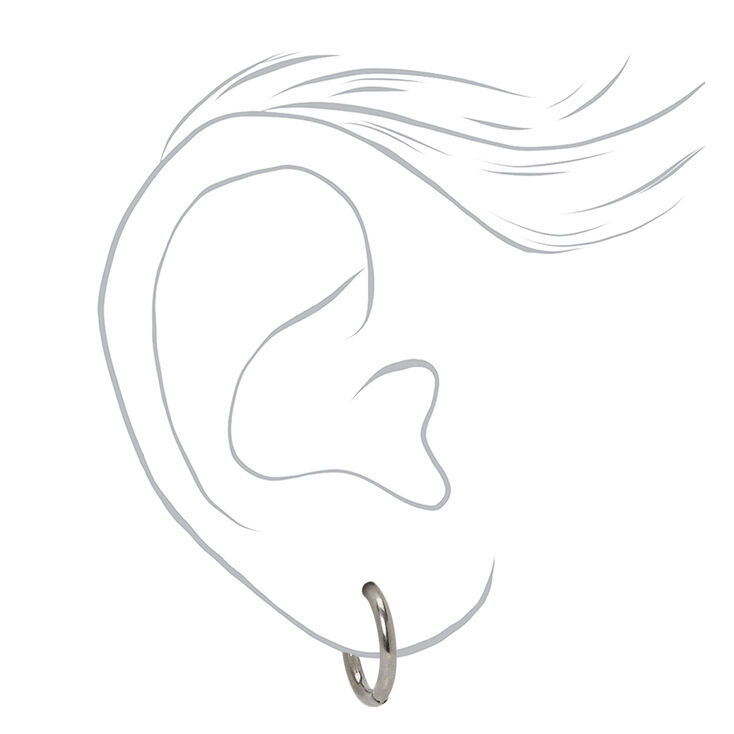 C LUXE by Claire&#39;s Silver-tone Titanium 10mm Tube Hoop Earrings,