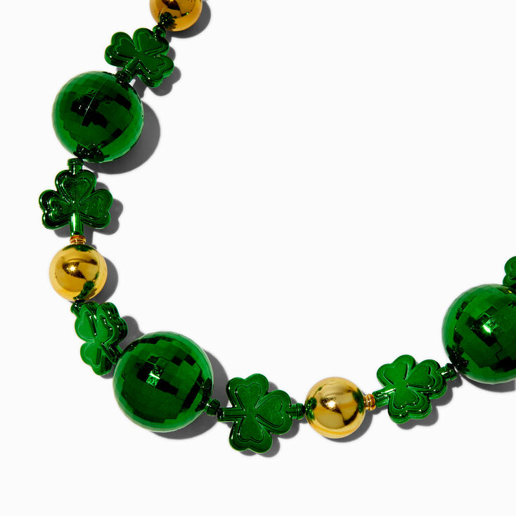 St. Patrick&#39;s Day Shamrock &amp; Disco Balls Necklace,