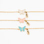 Gold-tone Butterfly Chain Bracelets - 3 Pack,