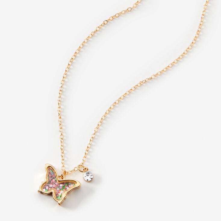 Gold Shaker Butterfly Pendant Necklace,