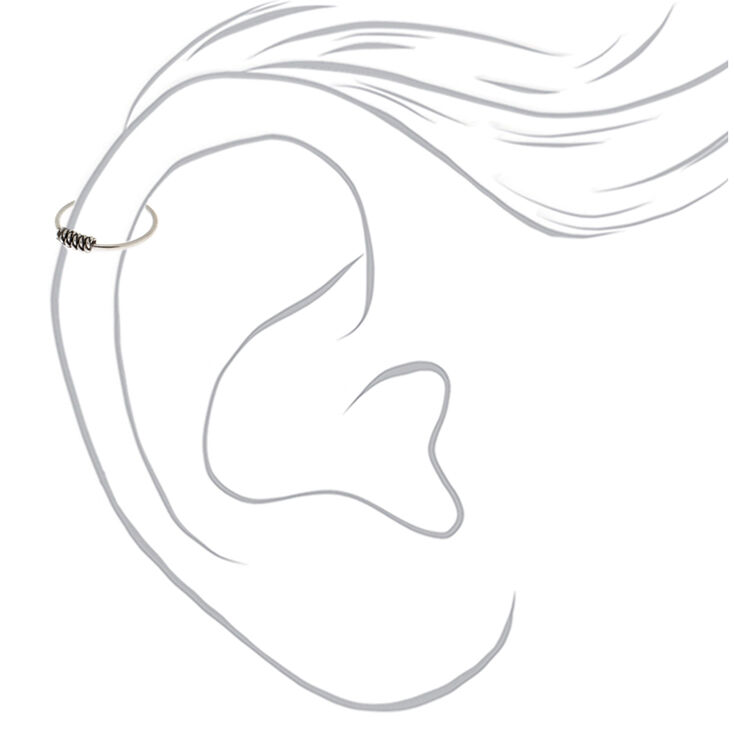 Lot de 3 paires d&rsquo;anneaux de cartilage torsad&eacute;s d&#39;inspiration balin&eacute;enne 22&nbsp;g couleur argent&eacute;,