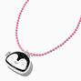 Claire&#39;s Club Pink Penguin Glitter Locket Necklace,