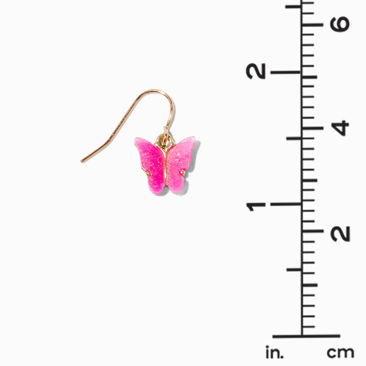 Glow in the Dark Butterfly 1&quot; Drop Earrings - 3 Pack,