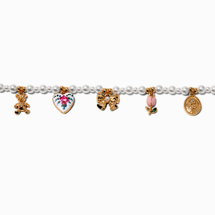 Gold-tone Pearl Uptown Charm Bracelet,