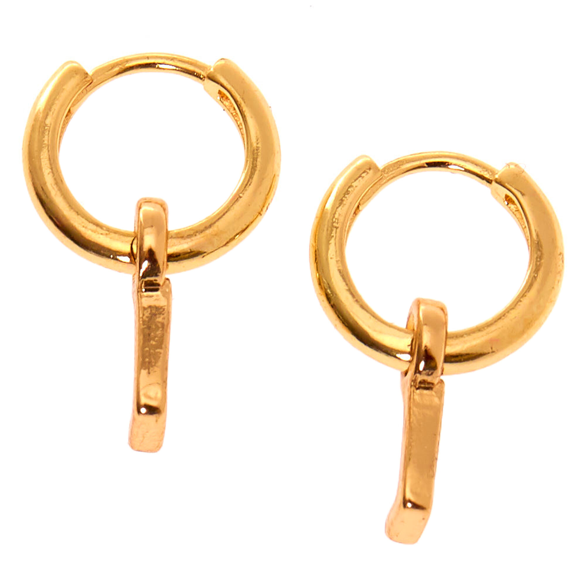 Gold 10MM Initial Huggie Hoop Earrings - L | Claire's