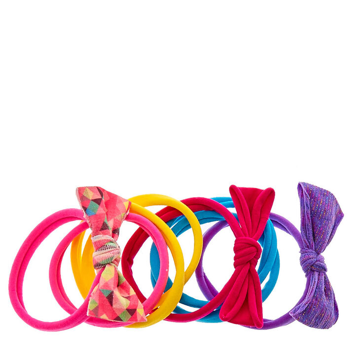 Rainbow Bow Hair Bobbles - 10 Pack,