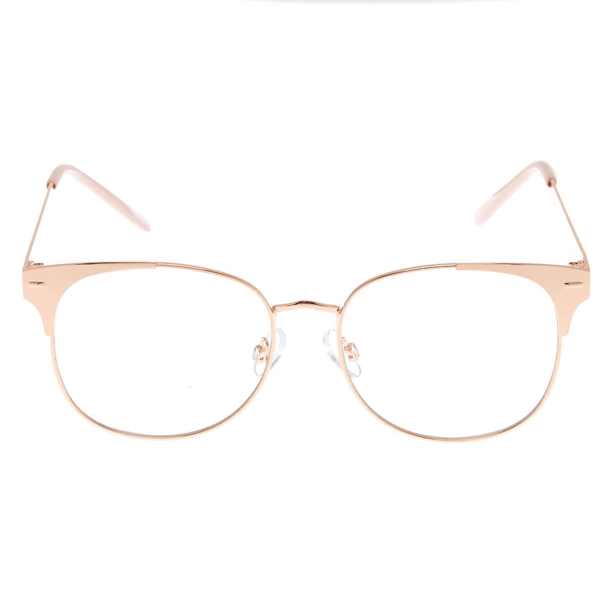 Rose Gold Browline Clear Lens Frames Pink Claire s US