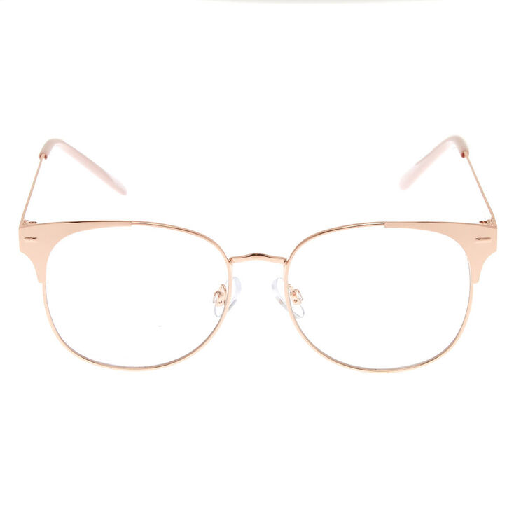 Rose Gold Browline Clear Lens Frames - Pink,