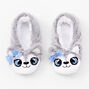 Gray Husky Dog Plush Youth Slippers - S/M,