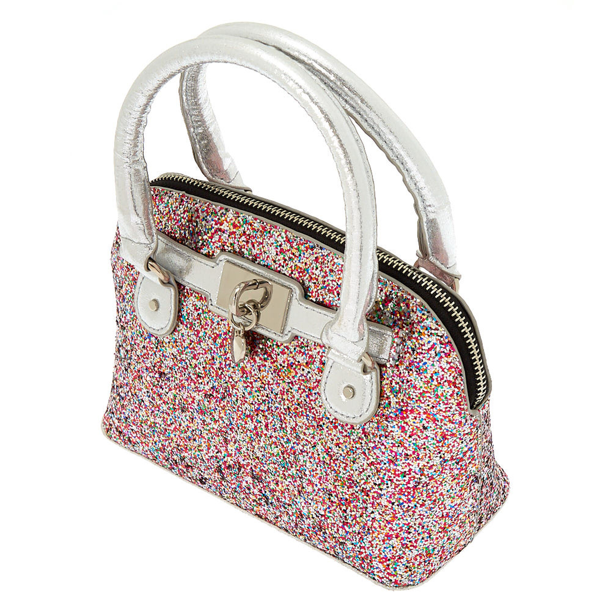 Rainbow Glitter Mini Satchel Crossbody Bag Silver Claire S Us Rainbow Glitter Mini Satchel Crossbody Bag Silver