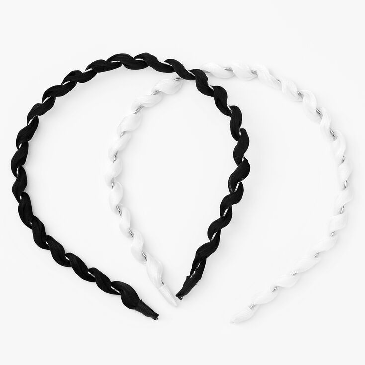Black and White Cord Wrapped Headbands - 2 Pack,
