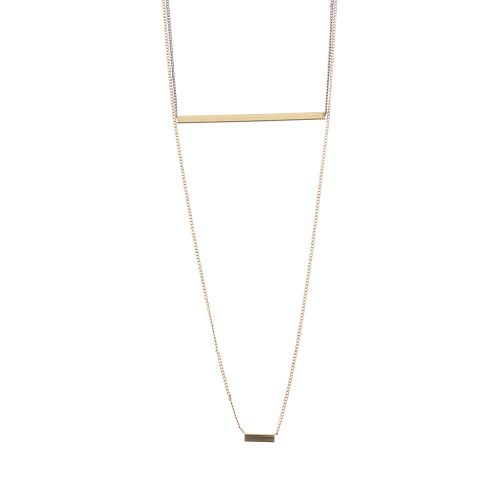 Silver and Gold Double Bar Necklace,