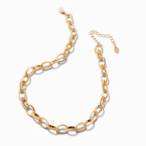 Gold-tone Textured Chain Necklace,