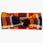 Orange, Navy &amp; Red Plaid Twisted Headwrap,