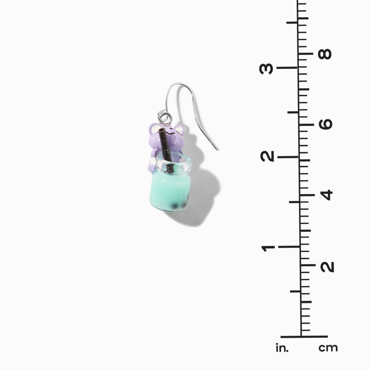 Purple Hamster Teal Boba Tea Drop Earrings,