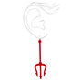 Silver  3&quot; Pitchfork Drop Earrings - Red,