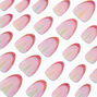 Pink Holographic Short Almond Vegan Faux Nail Set - 24 Pack,