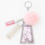 Initial Lip Gloss Keychain - Pink, A,