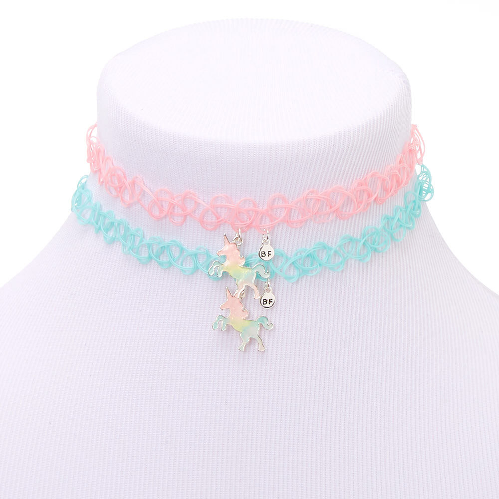 Best Friends Pastel Unicorn Glow In The Dark Tattoo Choker Necklaces 2 Pack