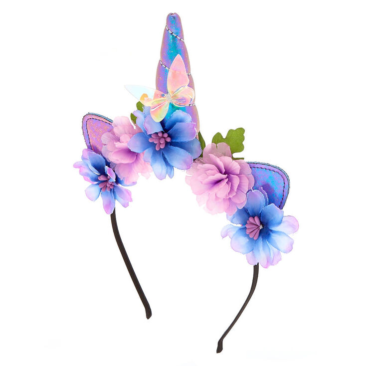 Unicorn Flower Cat Ears Headband - Purple,