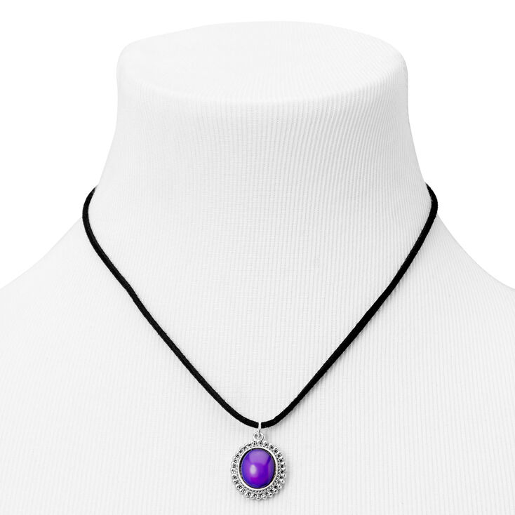 Collier &agrave; pendentif d&rsquo;humeur ovale en cordon en filigrane couleur argent&eacute;e - Noir,