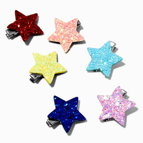 Claire&#39;s Club Glitter Rainbow Star Hair Clips - 6 Pack,