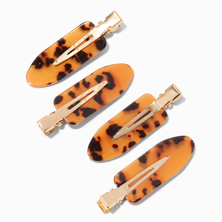 Brown Tortoiseshell No Crease Hair Styling Clips - 4 Pack,