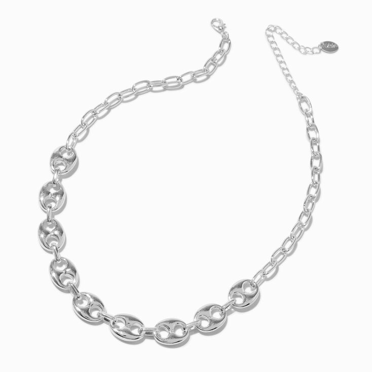 Collier cha&icirc;ne style languettes de canette couleur argent&eacute;e,