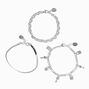 Silver-tone Lock &amp; Key Snake Chain Bracelets - 3 Pack,