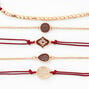 Gold Mixed Bracelets - 5 Pack, Burgundy,