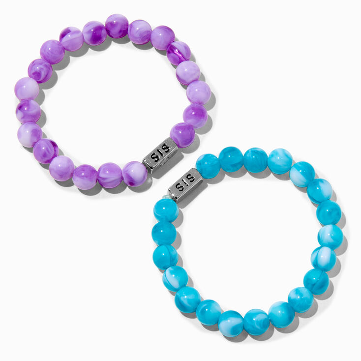 Best Friends Sisters Marbleized Beaded Bracelets - 2 Pack,