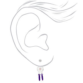 Silver Anodized Dreamcatcher Ear Jacket Earrings,