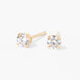 14kt Yellow Gold 3mm Cubic Zirconia Long Post Studs Ear Piercing Kit with Ear Care Solution,